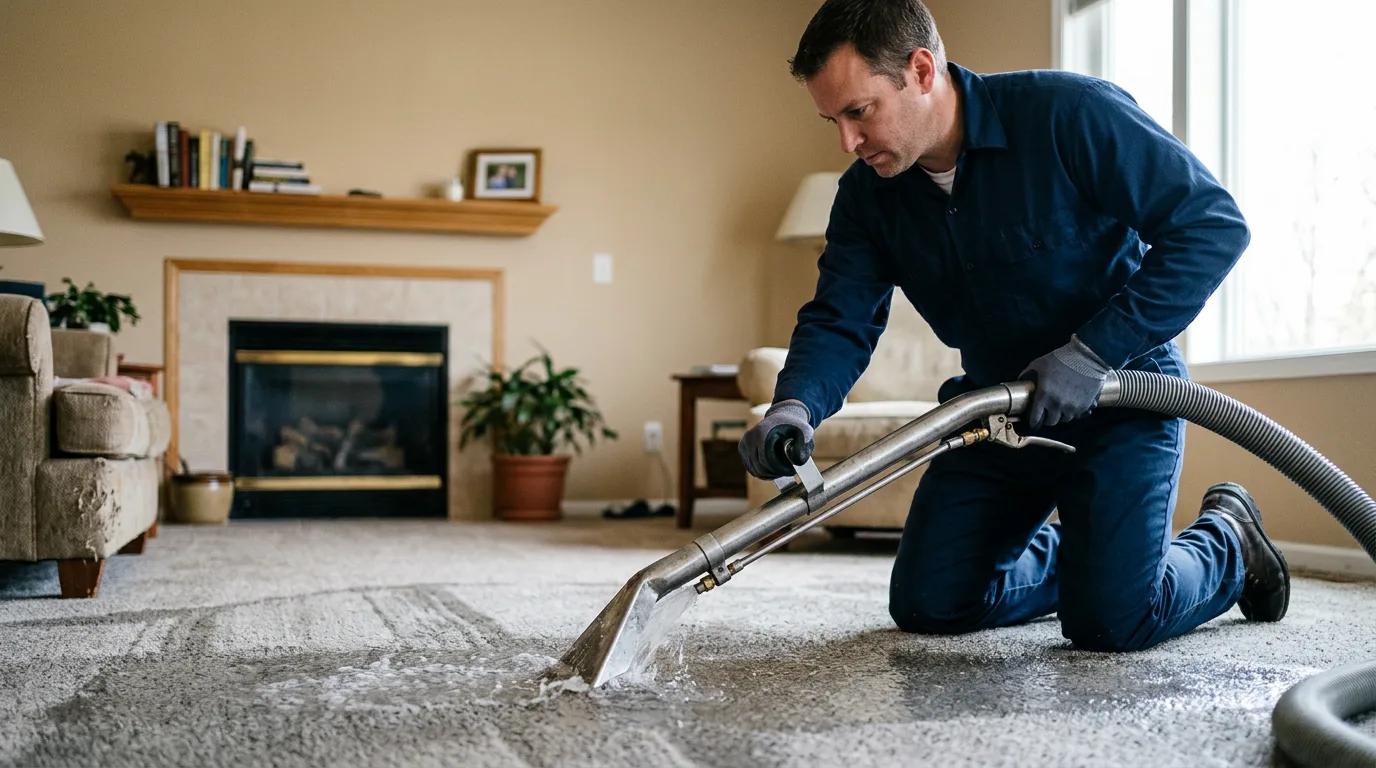 Water damage restoration technician working near Mayville, ND